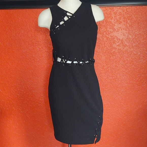 Limerence Co. Bodycon Cocktail Party Dress Little Black Dress Cut Outs Large - Picture 3 of 8